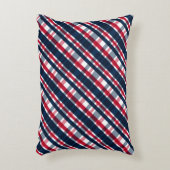 ワシントンスポーツファンブルーホワイトレッドプレイド アクセントクッション (正面(垂直))