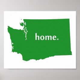 ワシントンホームシルエット州マップ ポスター