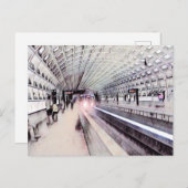 ワシントンメトロ地下鉄ウォーター絵画カラー ポストカード (正面/裏面)