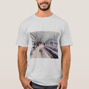 ワシントンメトロ地下鉄ウォーター絵画カラー Tシャツ