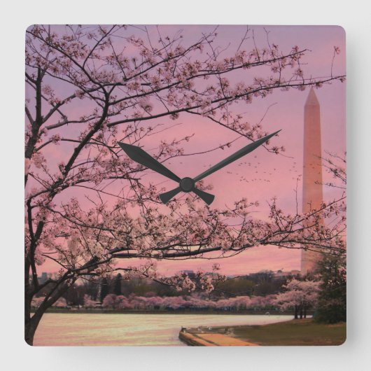 ワシントンモニュメントさくらんぼブロッサムフェスティバル スクエア壁時計 (正面)