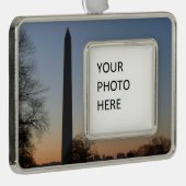 ワシントンモニュメントアットサンセット シルバープレートフレームオーナメント (右)