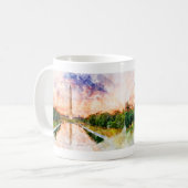 ワシントンモニュメント 水彩画 日没のリフレクション コーヒーマグカップ (正面左)