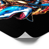 ワシントンライディングおもしろいシャーク7月4日アメリカのフロリダ ポスター (角)