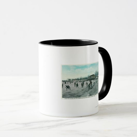 ワシントンレイクパークアイススケートで滑るシーン マグカップ (正面右)