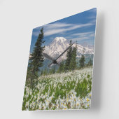 ワシントンレイニエ山国立公園1 スクエア壁時計 (傾斜)