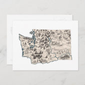 ワシントンヴィンテージ写真地図アンティーク州図 ポストカード (正面/裏面)