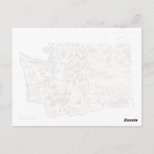 ワシントンヴィンテージ写真地図アンティーク州図 ポストカード (裏面)