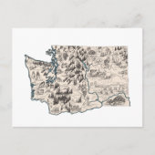 ワシントンヴィンテージ写真地図アンティーク州図 ポストカード (正面)