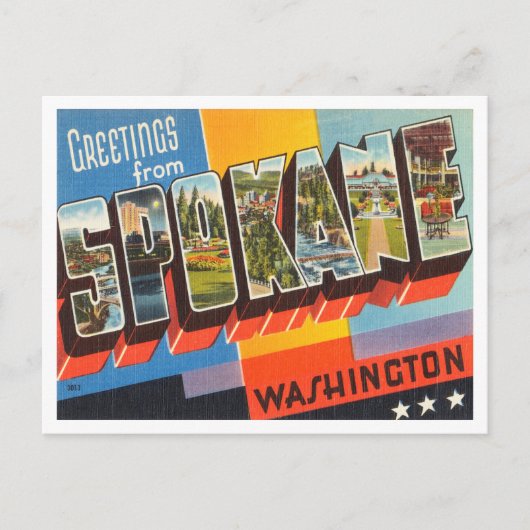 ワシントンヴィンテージ旅行スポケーンからの挨拶 ポストカード (正面)