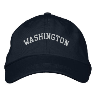 ワシントン刺繍基本キャップネイビーブルー 刺繍入りキャップ