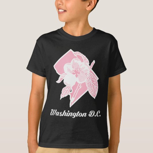 ワシントン地図の桜の花 Tシャツ (正面)