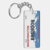 ワシントン州のカスタムなナンバープレートのkeychain キーホルダー (正面左)