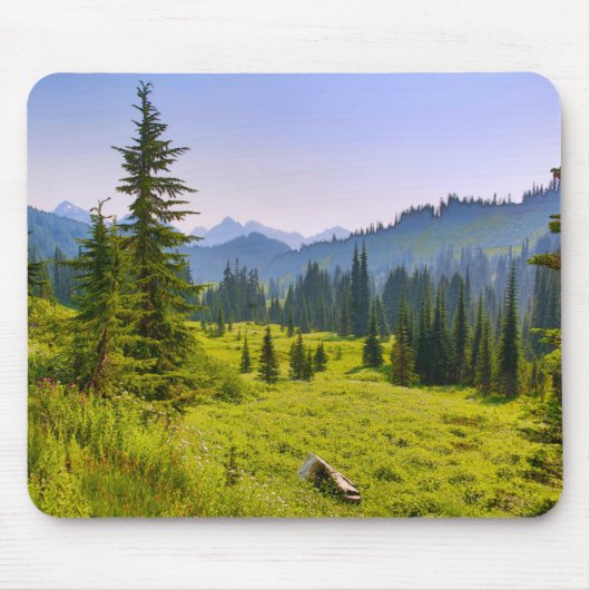 ワシントン州の山と森の風景 マウスパッド (正面)