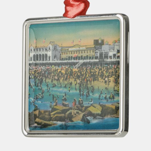 ワシントン州の浴室の泳ぐ人の眺め メタルオーナメント (左)