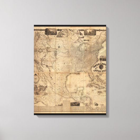ワシントン州の統一された地図（1861年） キャンバスプリント (正面)