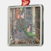 ワシントン州の通りの夏期の群集 メタルオーナメント (左)