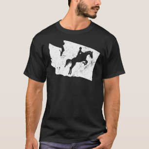 ワシントン州の馬の背部乗馬のワイシャツの馬の跳躍 Tシャツ