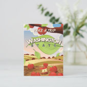 ワシントン州アップルツリー旅行ポスターマンガ ポストカード (スタンド正面)