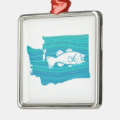 ワシントン州ウェーブ魚釣り メタルオーナメント (左)