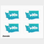 ワシントン州ウェーブ魚釣り 長方形シール (シート)