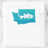 ワシントン州ウェーブ魚釣り 長方形シール (バッグ)