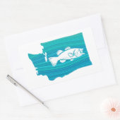 ワシントン州ウェーブ魚釣り 長方形シール (封筒)