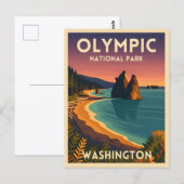 ワシントン州オリンピック国立公園のヴィンテージ旅行 ポストカード (正面/裏面)