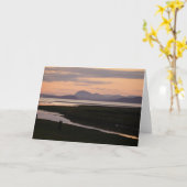 ワシントン州カマノアイランド、夕日のグリーティングカード カード (黄色い花)