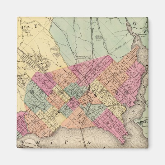 ワシントン州コロンビア地区の地図 マグネット (正面)