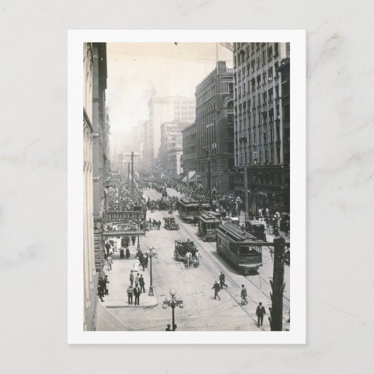 ワシントン州シアトルのダウンタウンビュー1910ヴィンテージ ポストカード (正面)