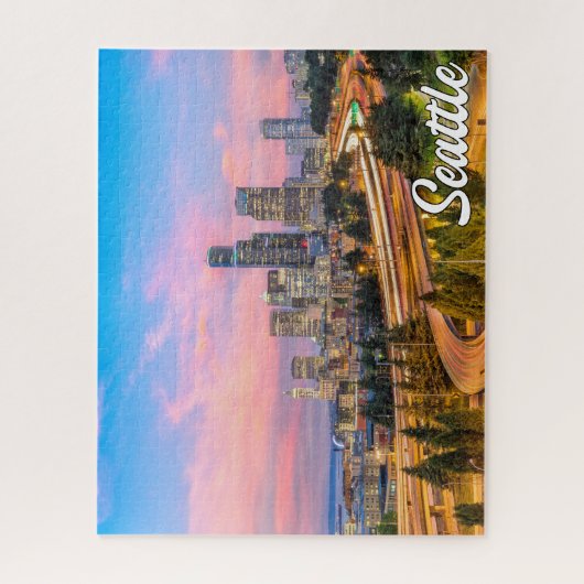 ワシントン州シアトルの美しい夕日 ジグソーパズル (縦)