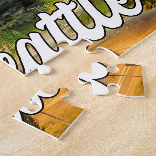 ワシントン州シアトルの美しい夕日 ジグソーパズル (側面)