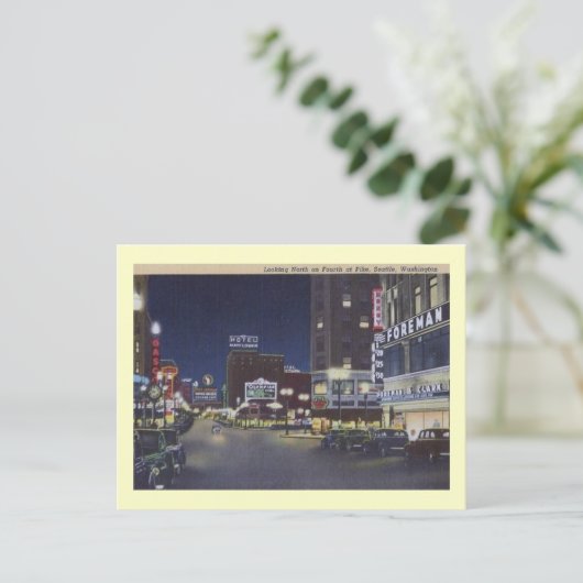 ワシントン州シアトルの4番目とパイクヴィンテージ ポストカード (スタンド正面)