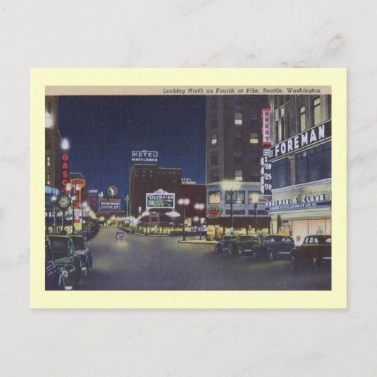 ワシントン州シアトルの4番目とパイクヴィンテージ ポストカード (正面)