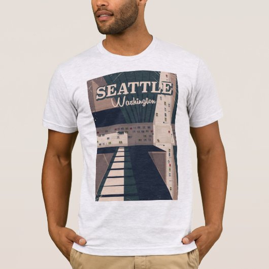 ワシントン州シアトル旅行ポスター Tシャツ (正面)
