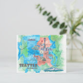 ワシントン州シアトル旅行地図 ポストカード (スタンド正面)