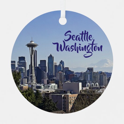 ワシントン州シアトル記念クリスマス メタルオーナメント (正面)