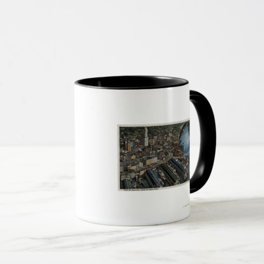 ワシントン州シアトル – シアトルの空中線 マグカップ (正面右)