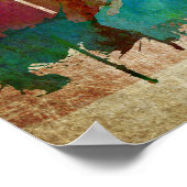 ワシントン州シアトル |水彩都市スカイライン ポスター (角)