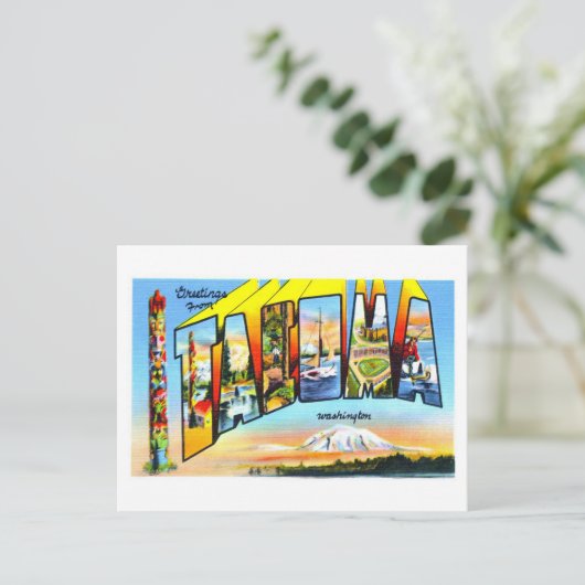 ワシントン州タコマからのヴィンテージの挨拶 ポストカード (スタンド正面)