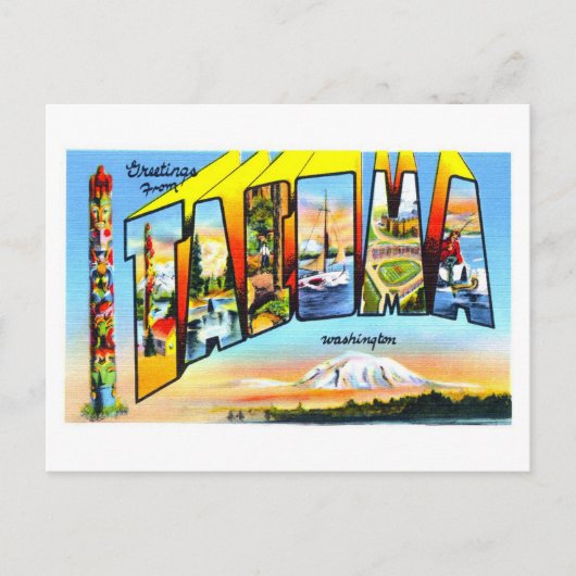 ワシントン州タコマからのヴィンテージの挨拶 ポストカード (正面)