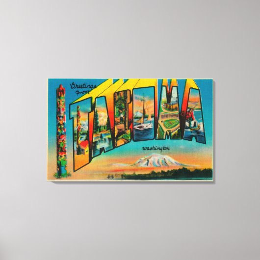 ワシントン州タコマ – Large Letter Scenes キャンバスプリント (正面)