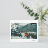 ワシントン州チェアリフトSnoqualmie Passのスキーヤー ポストカード (スタンド正面)