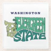 ワシントン州ニックネームワードアート ガラスコースター (正面)