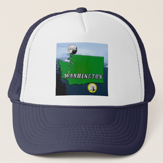 ワシントン州フェイクマップクォーター、シール、山 キャップ (正面)