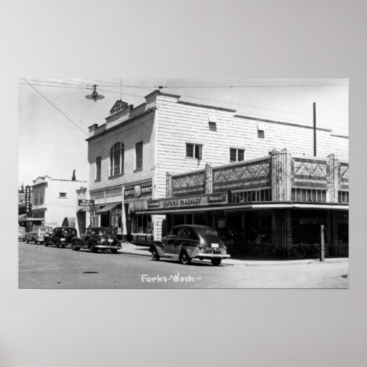 ワシントン州フォークス通りSceneForks, WA ポスター (正面)