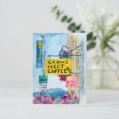 ワシントン州フライデーハーバー コーヒー ビジネス サイン ポストカード (スタンド正面)