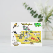 ワシントン州マップと観光客先 ポストカード (スタンド正面)