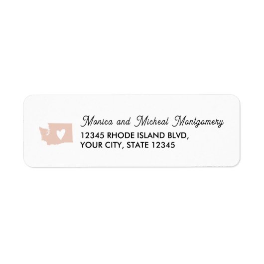 ワシントン州マップ(ハート付き) - ANY COLOR ラベル (正面)